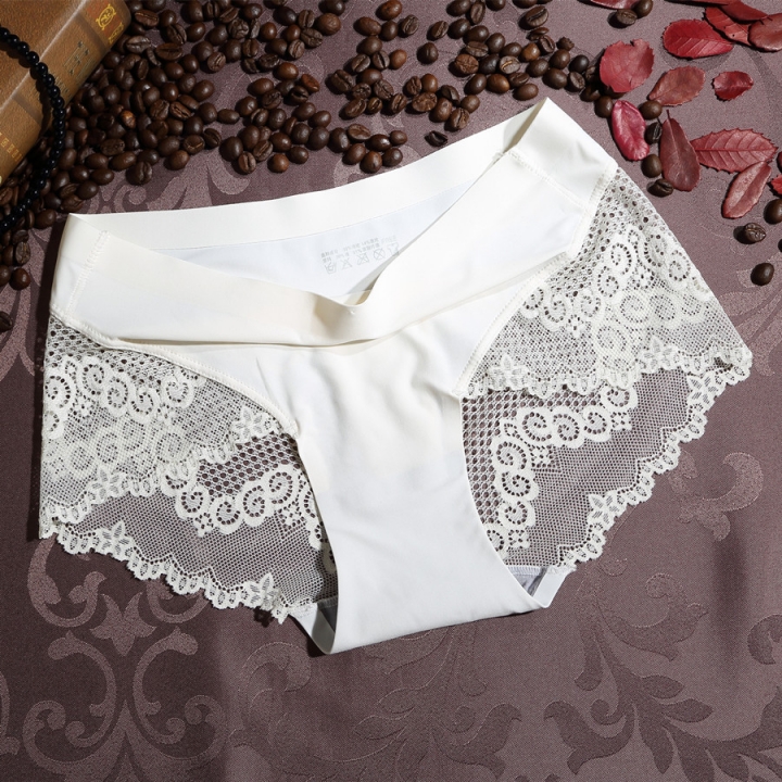 Ice Silk No Trace Lace Ms Underwear Seamless Middle Waist Underwear