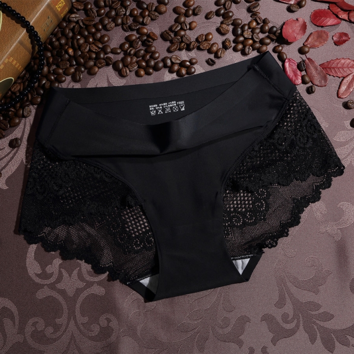Ice Silk No Trace Lace Ms Underwear Seamless Middle Waist Underwear