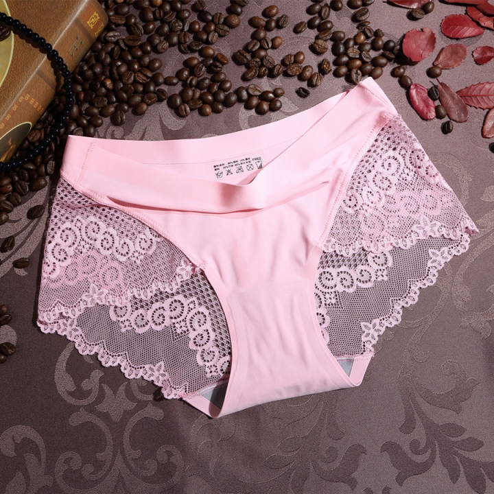 Ice Silk No Trace Lace Ms Underwear Seamless Middle Waist Underwear