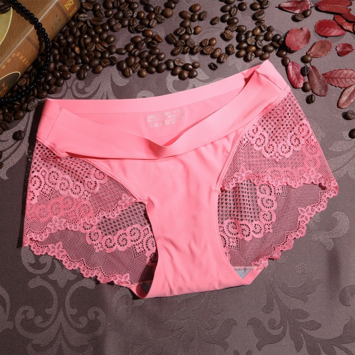 Ice Silk No Trace Lace Ms Underwear Seamless Middle Waist Underwear