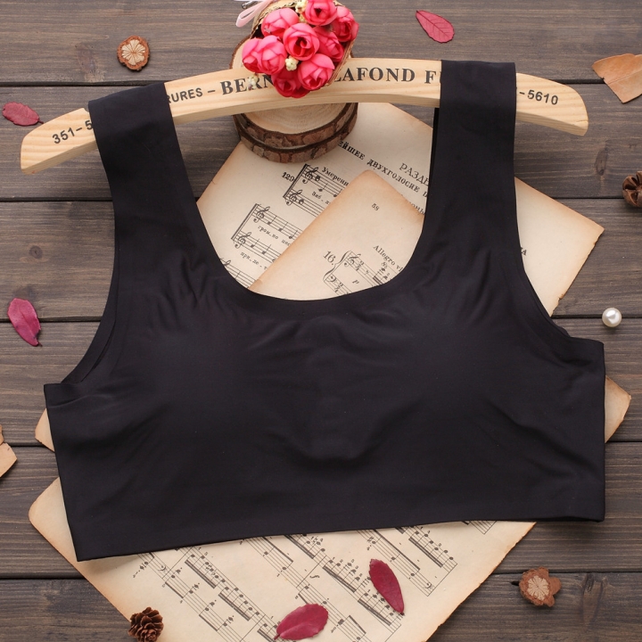 One Piece No Trace Ice silk Movement Bra No Rims Plus chest Pad Yoga Lace Wrapped chest vest