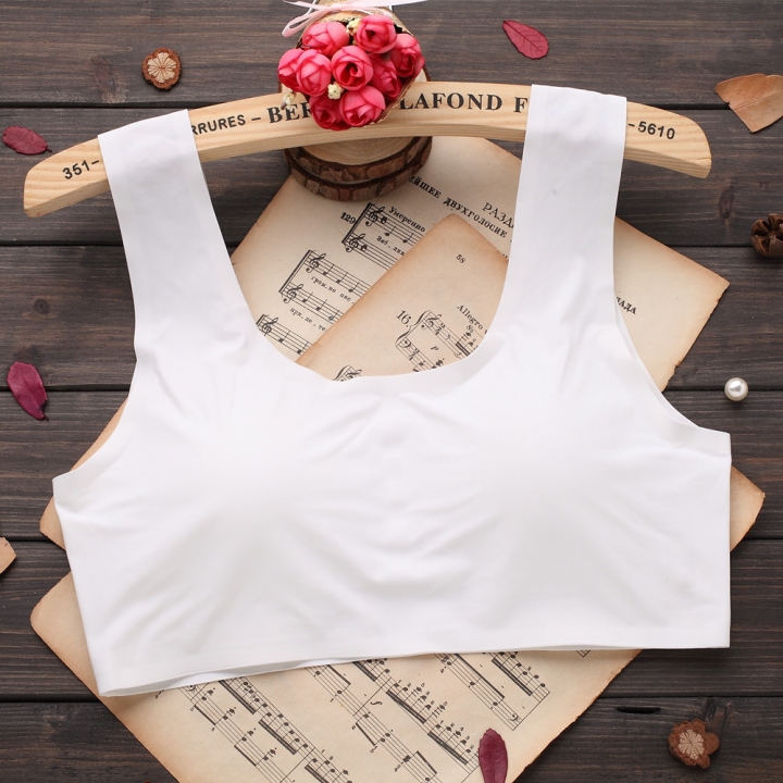 One Piece No Trace Ice silk Movement Bra No Rims Plus chest Pad Yoga Lace Wrapped chest vest
