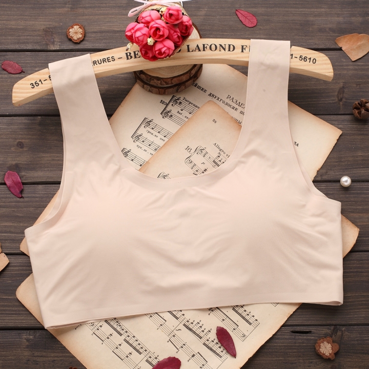 One Piece No Trace Ice silk Movement Bra No Rims Plus chest Pad Yoga Lace Wrapped chest vest