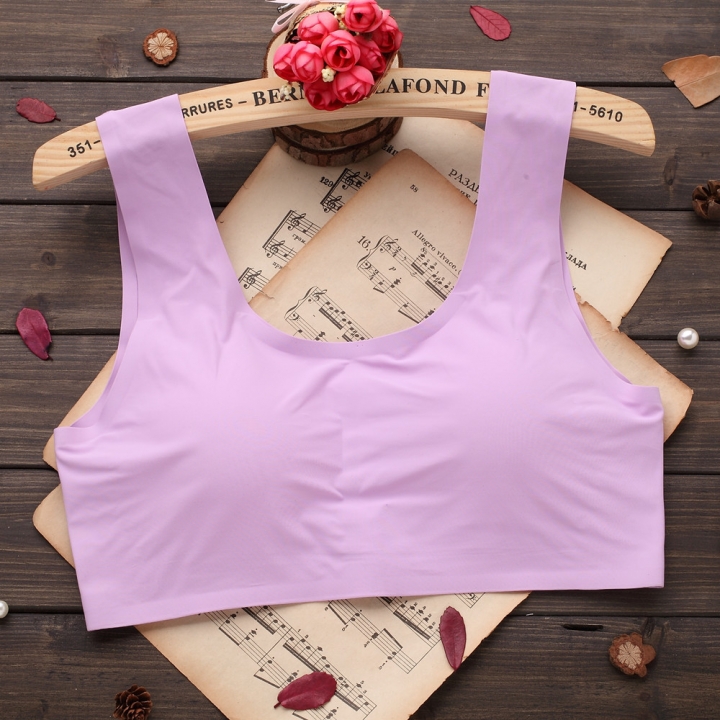 One Piece No Trace Ice silk Movement Bra No Rims Plus chest Pad Yoga Lace Wrapped chest vest
