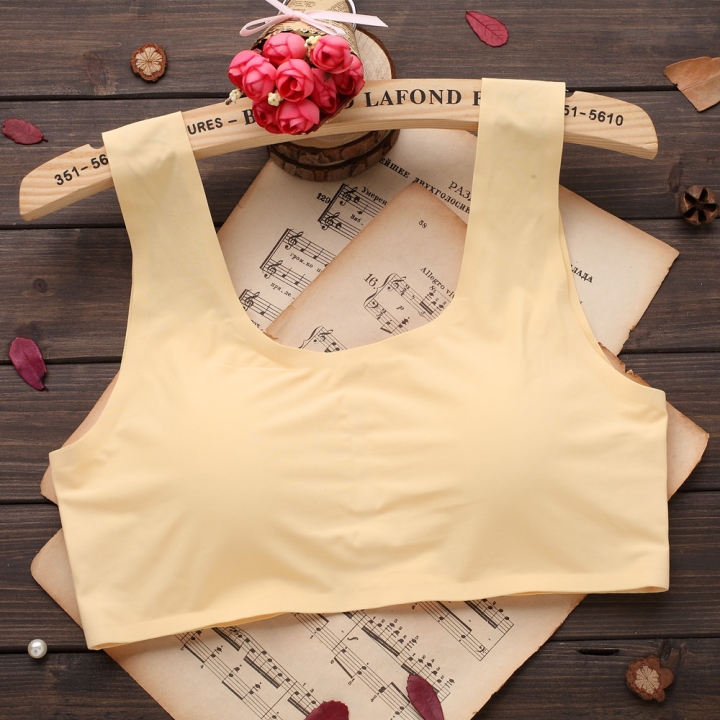 One Piece No Trace Ice silk Movement Bra No Rims Plus chest Pad Yoga Lace Wrapped chest vest