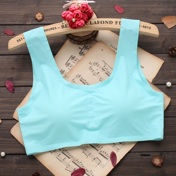 One Piece No Trace Ice silk Movement Bra No Rims Plus chest Pad Yoga Lace Wrapped chest vest
