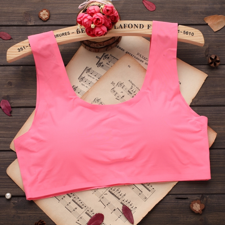 One Piece No Trace Ice silk Movement Bra No Rims Plus chest Pad Yoga Lace Wrapped chest vest