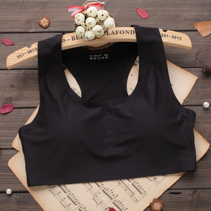 One Piece No Trace Ice silk Movement Bra No Rims Plus chest Pad Yoga Lace Wrapped chest vest