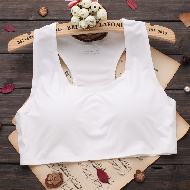 One Piece No Trace Ice silk Movement Bra No Rims Plus chest Pad Yoga Lace Wrapped chest vest
