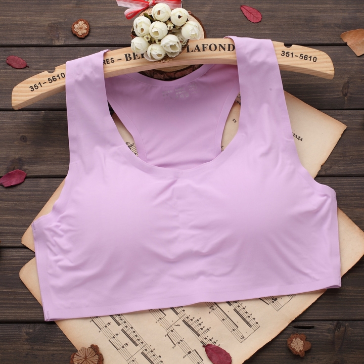 One Piece No Trace Ice silk Movement Bra No Rims Plus chest Pad Yoga Lace Wrapped chest vest