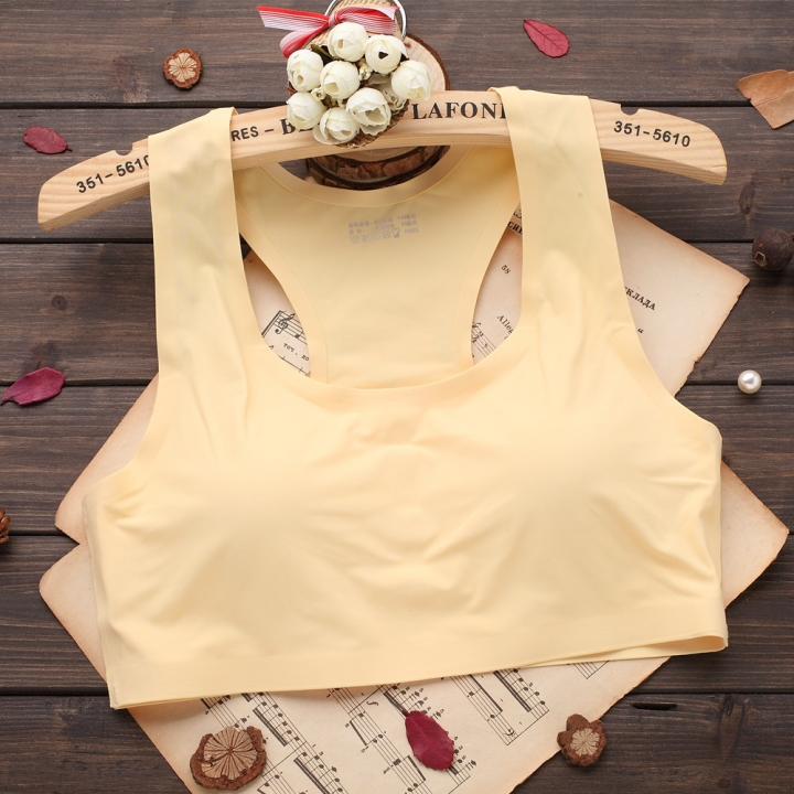 One Piece No Trace Ice silk Movement Bra No Rims Plus chest Pad Yoga Lace Wrapped chest vest