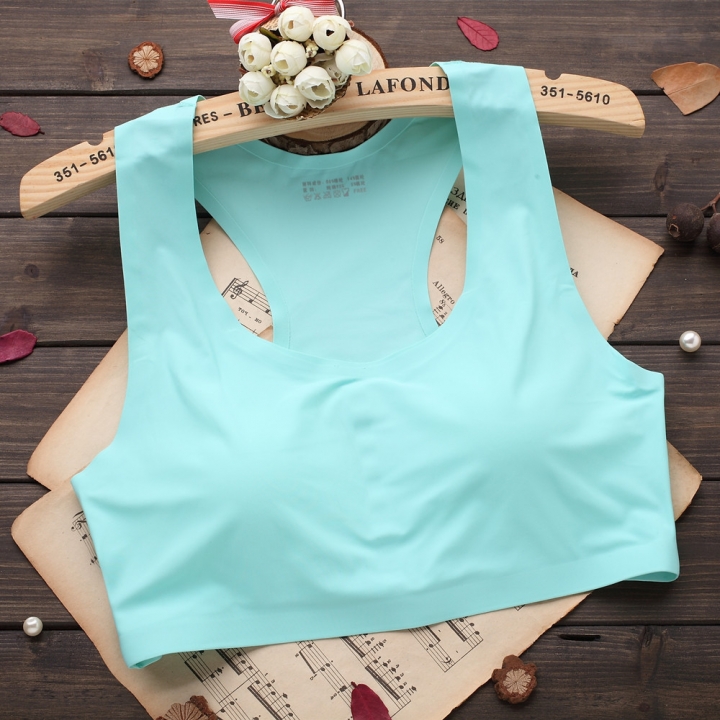 One Piece No Trace Ice silk Movement Bra No Rims Plus chest Pad Yoga Lace Wrapped chest vest