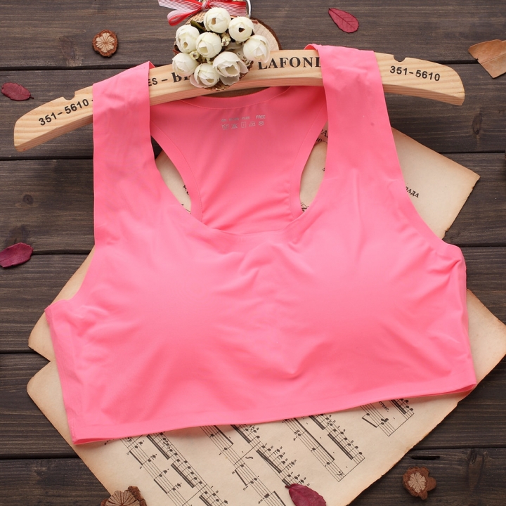 One Piece No Trace Ice silk Movement Bra No Rims Plus chest Pad Yoga Lace Wrapped chest vest