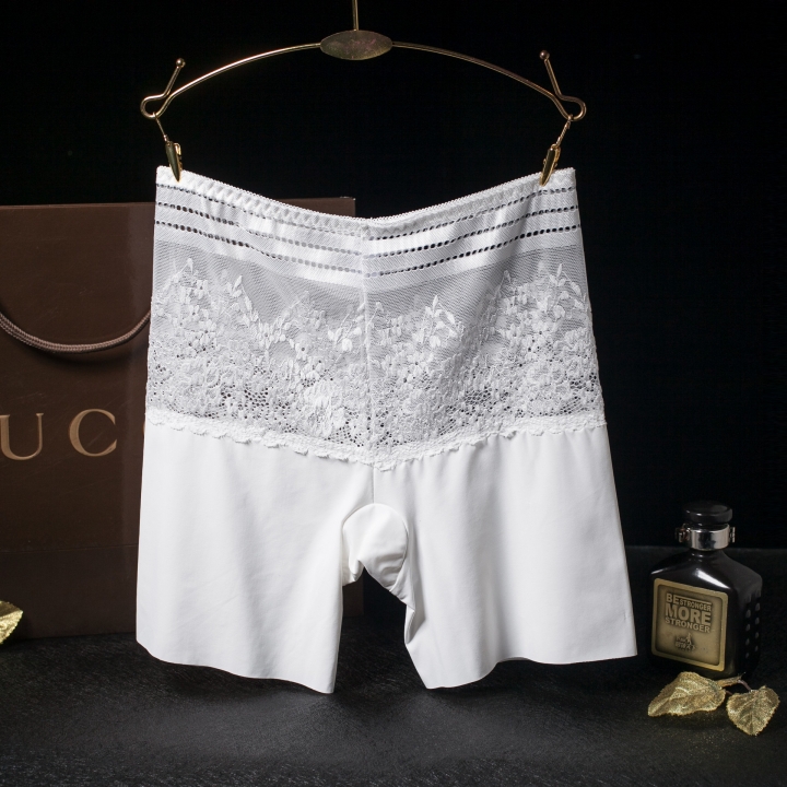 Lace High Waist Abdomen Ice Silk Safety Pants Five Points Anti-lighting Bottoming Safety pants