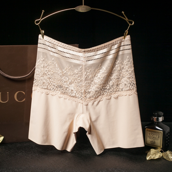Lace High Waist Abdomen Ice Silk Safety Pants Five Points Anti-lighting Bottoming Safety pants