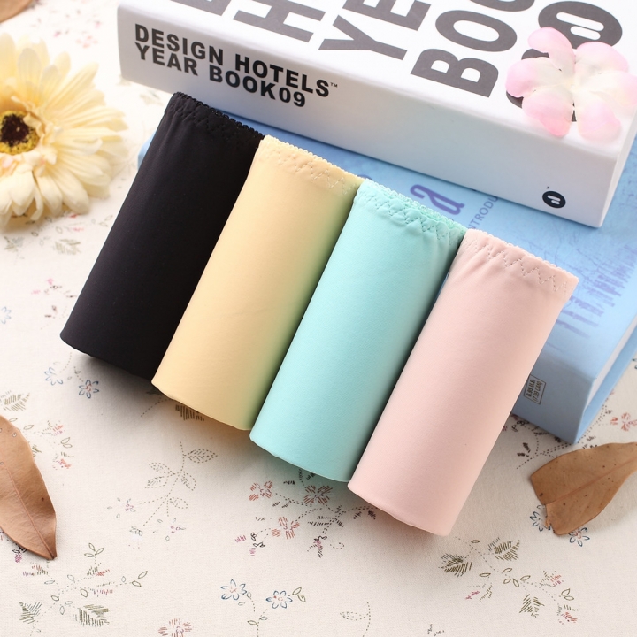 Ms 4 loading Ice Silk No Trace Underwear One Piece Middle Waist Triangular Women's Underwear