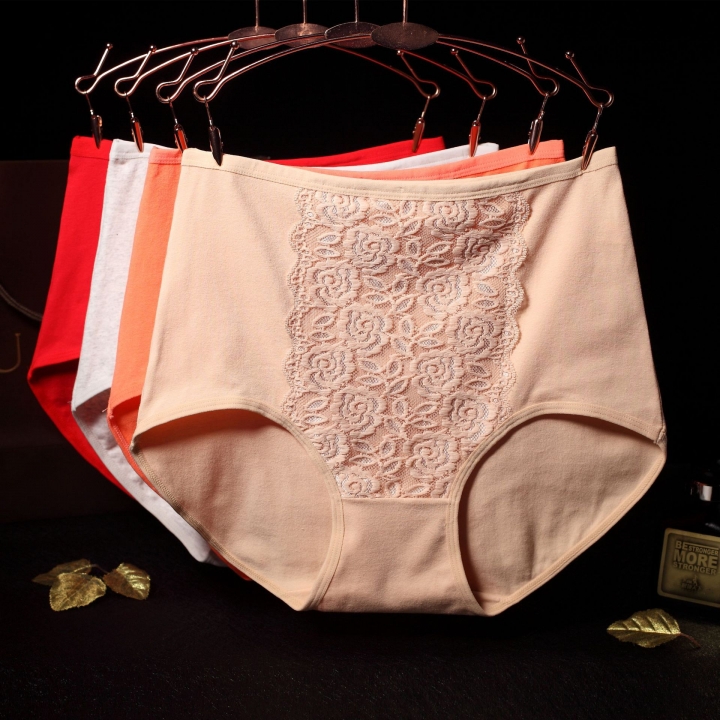 Ms Lace High Waist Cotton Underwear Jacquard Cotton Bamboo Fiber Underwear