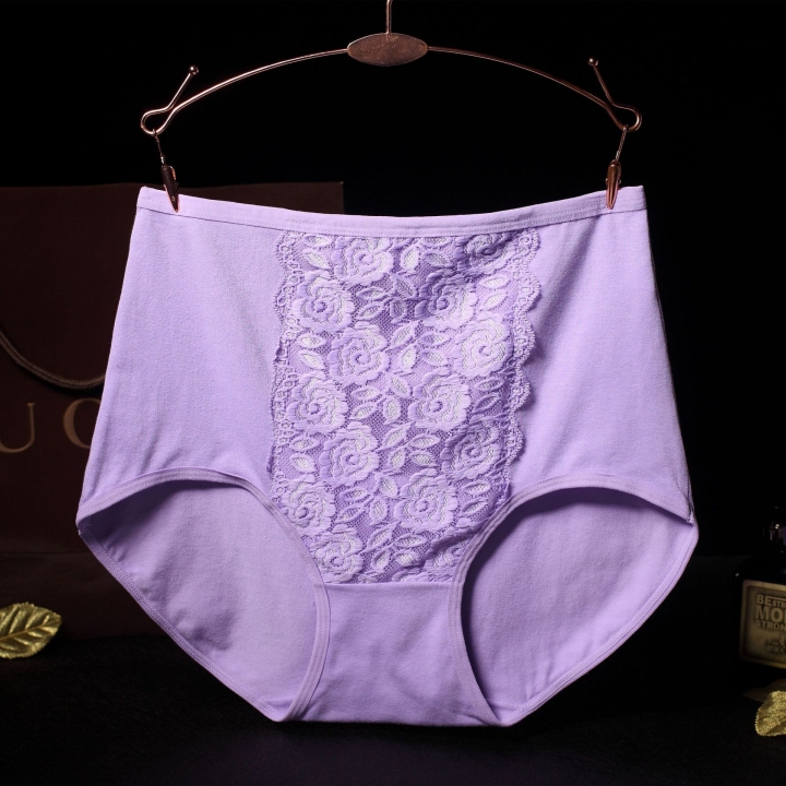 Ms Lace High Waist Cotton Underwear Jacquard Cotton Bamboo Fiber Underwear