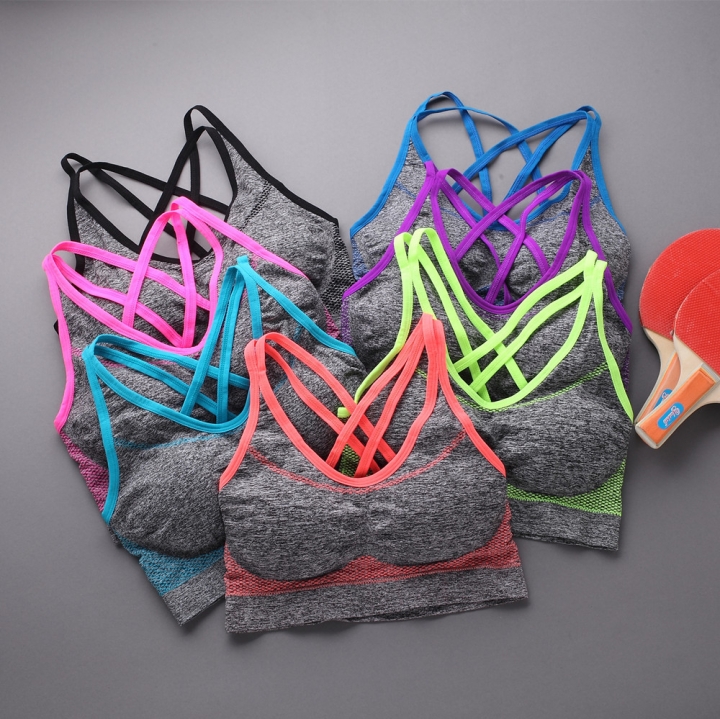 Ms Shockproof Fitness Run No Rims Vest With Chest Pad Breathable Yoga Movement Bra