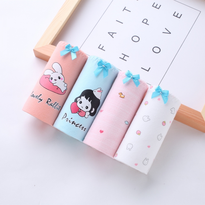 Ms Lovely Rabbit Underwear Cotton Printing Middle Waist Breathable Girl Cotton Hips Underwear