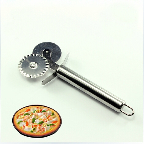 DIY Baking Tools Double Head Slicing Knife Stainless Steel Double Wheel Pizza Knife Kitchen Restaurant Supplies