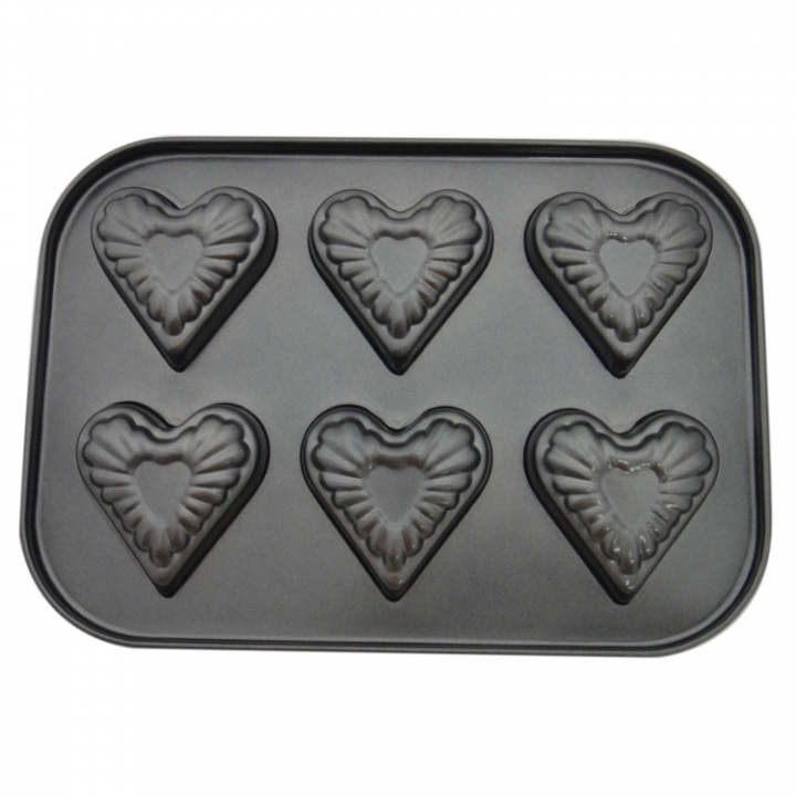 Baking Mould 6 Holes Nonstick Heart-shaped Cake Mold Easy Release Cake Mold