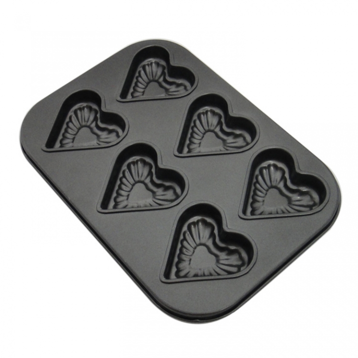 Baking Mould 6 Holes Nonstick Heart-shaped Cake Mold Easy Release Cake Mold