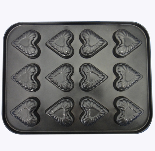 Baking Mould 12 Companies Metal Non-stick Carbon Steel Heart-shaped Cake Mould   Kitchen Restaurant Supplies