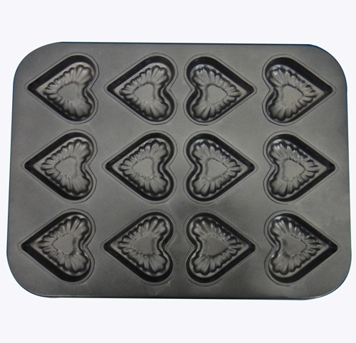 Baking Mould 12 Companies Metal Non-stick Carbon Steel Heart-shaped Cake Mould   Kitchen Restaurant Supplies