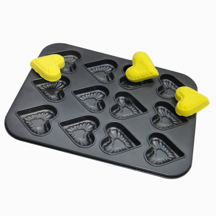 Baking Mould 12 Companies Metal Non-stick Carbon Steel Heart-shaped Cake Mould   Kitchen Restaurant Supplies