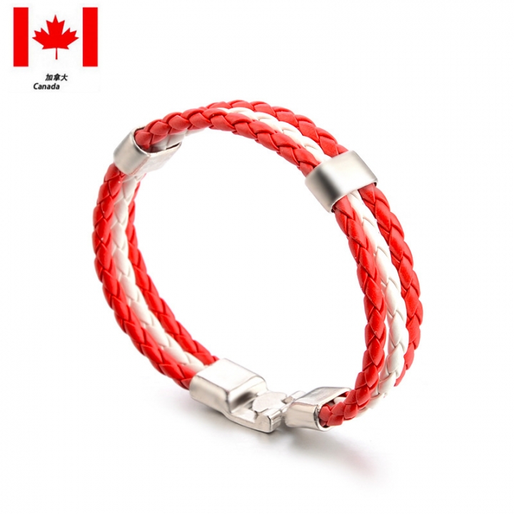 PU Imitation Leather Woven National flag Colour Leather Bracelets World Cup Country Bracelet
