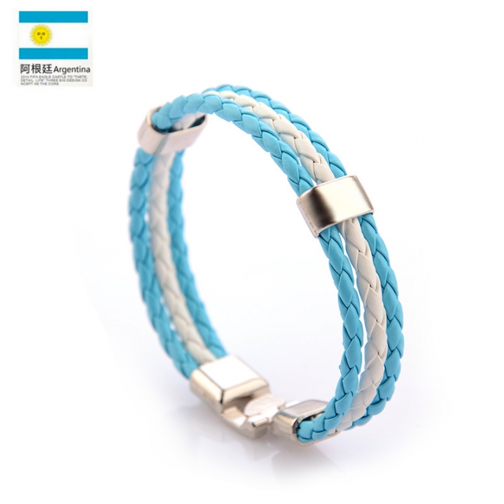PU Imitation Leather Woven National flag Colour Leather Bracelets World Cup Country Bracelet