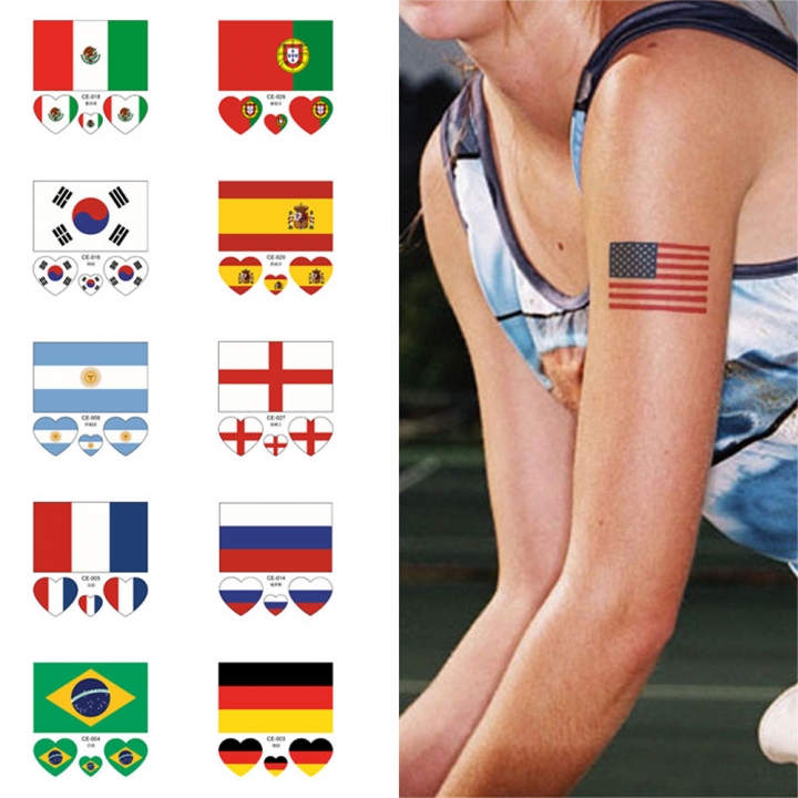 2018 Football World Cup National Flags Tattoo Stickers Football Funs Watching Body Sticker