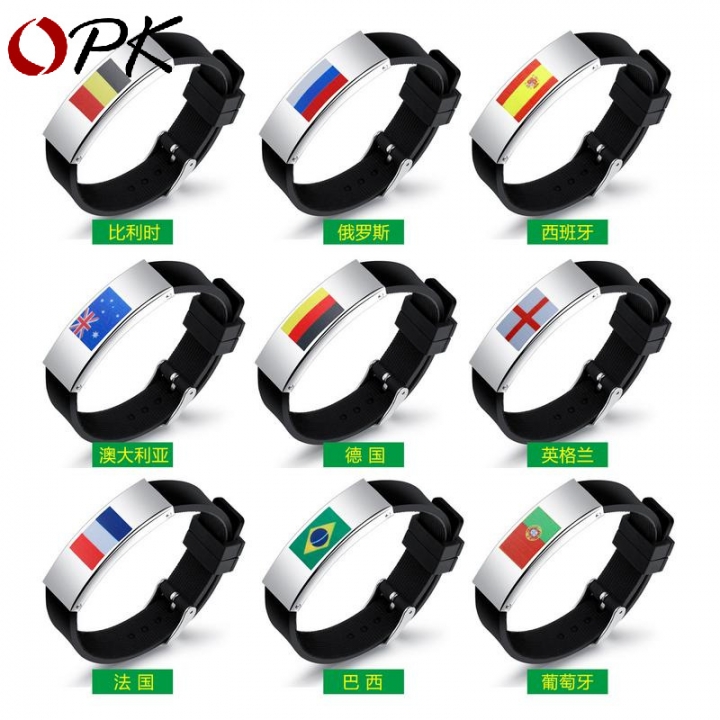 2018 Russia World Cup National flag Logo Fan Wristband Personality Silica Gel Men Bracelets