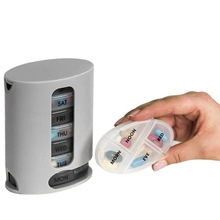 Pro Pill Box 7 Days Medicine Container Round Case Dispenser Vitamin Organizer