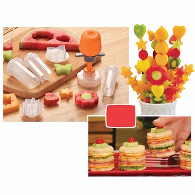 Kitchen Pop Tools Plastic Vegetable Fruit Shape Cutter Slicer Veggie Food Chef Snack Maker Cake