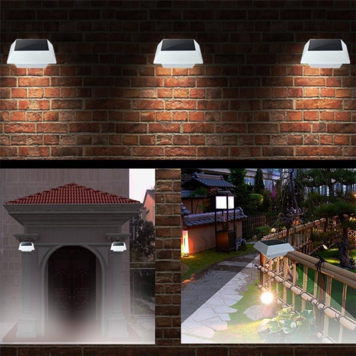 led light sensor control Solar Powered Fence Gutter Solar Lights Outdoor Security Solar Lamps