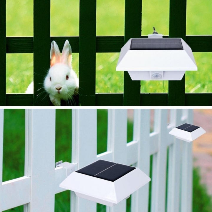 led light sensor control Solar Powered Fence Gutter Solar Lights Outdoor Security Solar Lamps