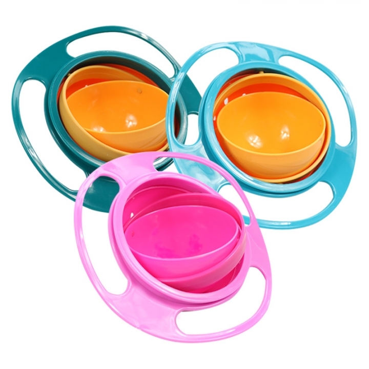 Children Rotary Balance Bowl Novelty Gyro Umbrella Bowl 360 Rotate Spill-Proof Bowl