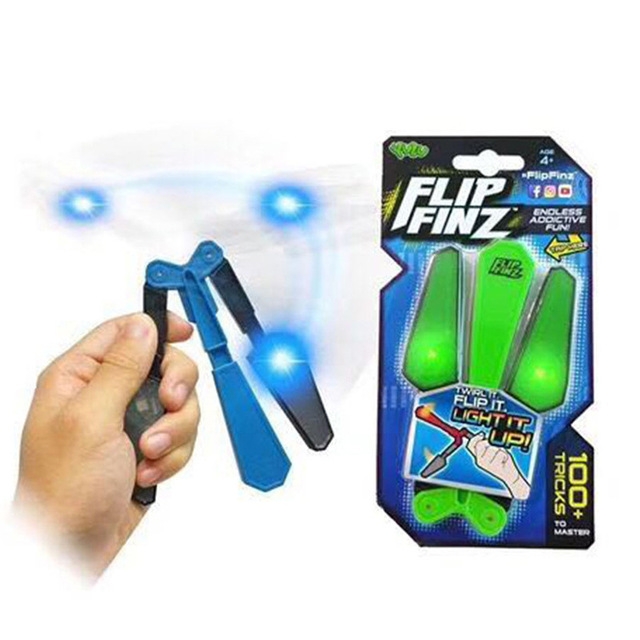 Plastic Rotating Flail Flip Finz Finger Tip Flipping Butterfly Knife with Light Relieve Toy