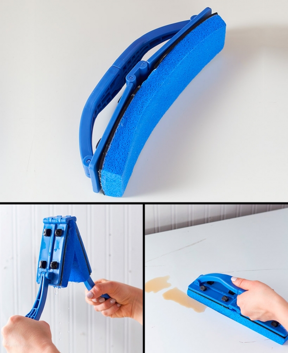 New Folded Ideas Sponge Blue Sponge Flexi Brush with Handle for Window, Desk and Kitchen