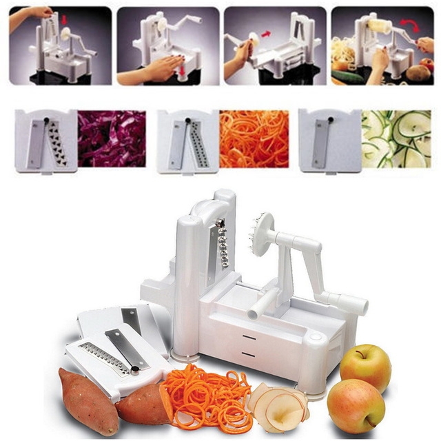 3 In 1  Spiral Vegetable Slicer Cutter Vegetable Spiralizer Grater For Carrot Cucumber Tools