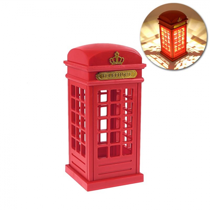 Retro London Telephone Booth Night Light USB Battery Dual-Use LED Bedside Table Lamp