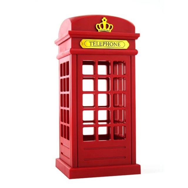 Retro London Telephone Booth Night Light USB Battery Dual-Use LED Bedside Table Lamp