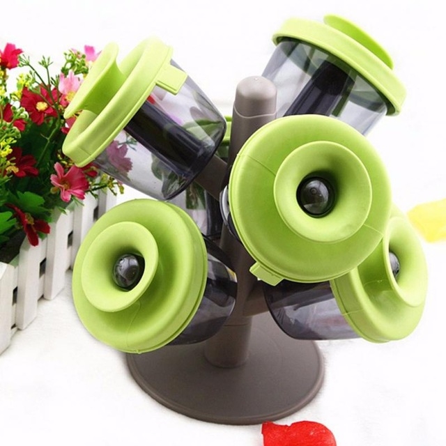 Seasoning Tree Shape Stand Pop Up Spice Rack Condiment Cruet Storage Box Kitchen Tools