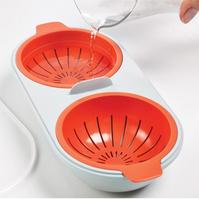 Creative Plastic PP Mini Egg Cooker Microwave Special Steamer Double Covered Steamed Egg Bowl