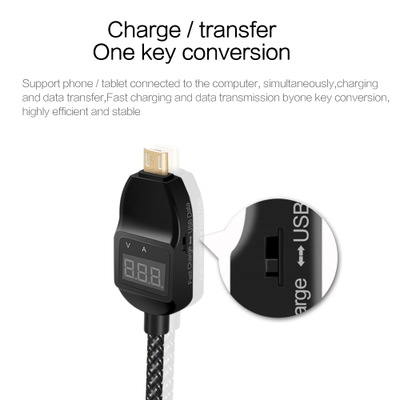 Mobile phone Data line display Voltage Current fast Charging 1.2 meters Weaving Data line