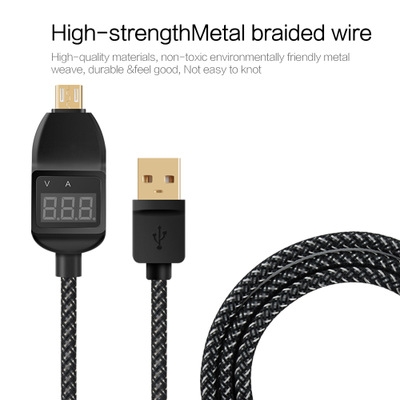 Mobile phone Data line display Voltage Current fast Charging 1.2 meters Weaving Data line