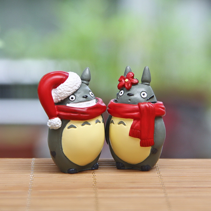 Totoro Jili cat Christmas edition Couple scarf Diy Hand Micro landscape gardening Landscaping Doll