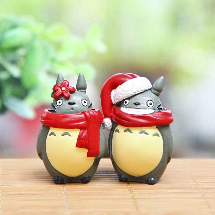 Totoro Jili cat Christmas edition Couple scarf Diy Hand Micro landscape gardening Landscaping Doll